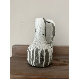 Mid century gray and white textured ceramic vase